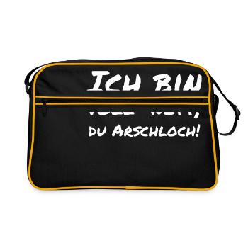 I'm very nice, you asshole! - Retro Bag - black/gold - Front
