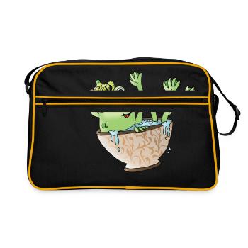 Grenouille grenouille roi couronne coupe de la couronne vert - Sac Retro - noir/or - Devant