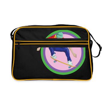 Skateboard Skater Halfpipe Stunt Backflip Board - Retro Bag - black/gold - Front