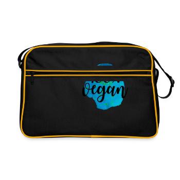 Idée de cadeau de végétarien végétarien - Sac Retro - noir/or - Devant