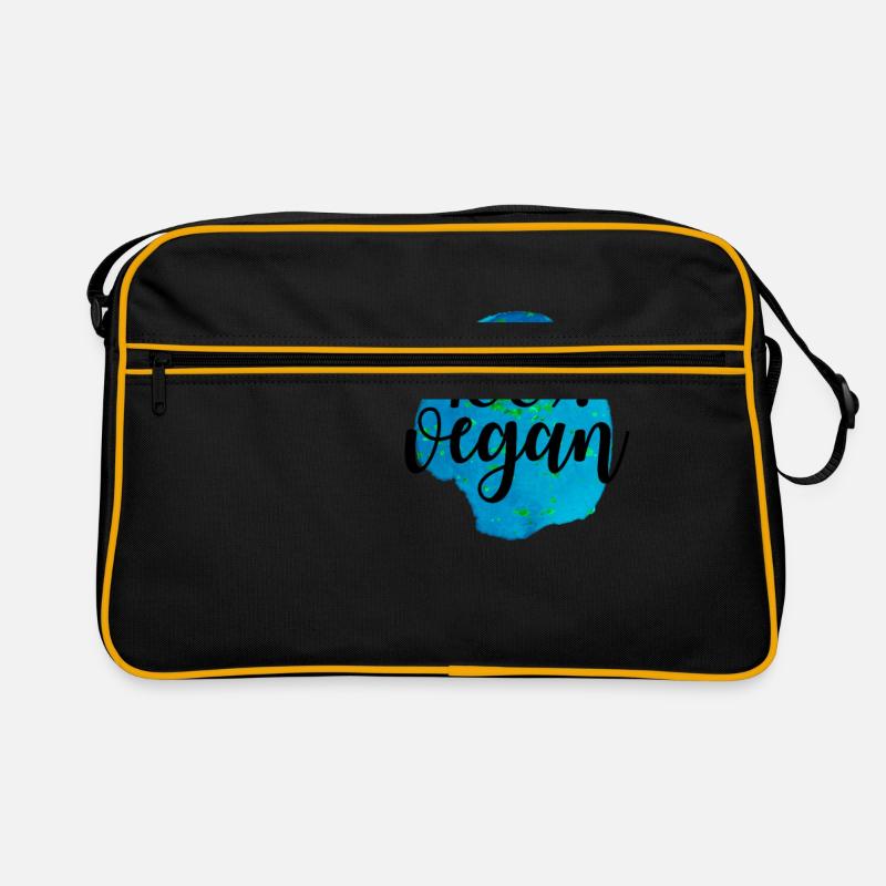 Veganer Vegetarier Tierschutz Geschenkidee - Retro Tasche - Schwarz/Gold