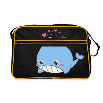 Love Whale - Idée cadeau - Sac Retro - noir/or - Devant