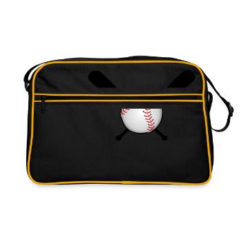 Baseball with baseball bat over cross - Retro Bag - black/gold - Front
