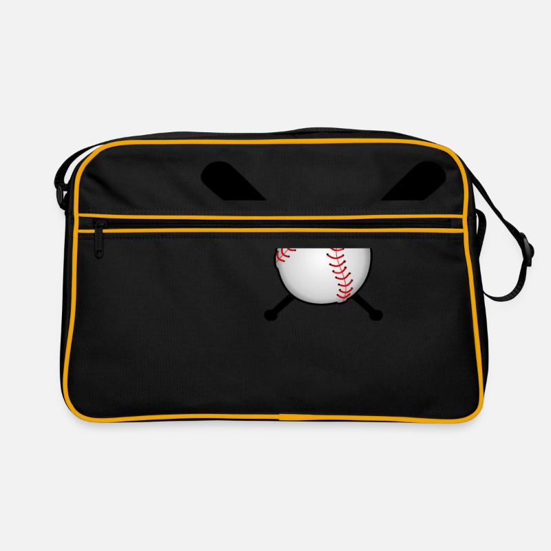 Baseball with baseball bat over cross - Retro Bag - black/gold