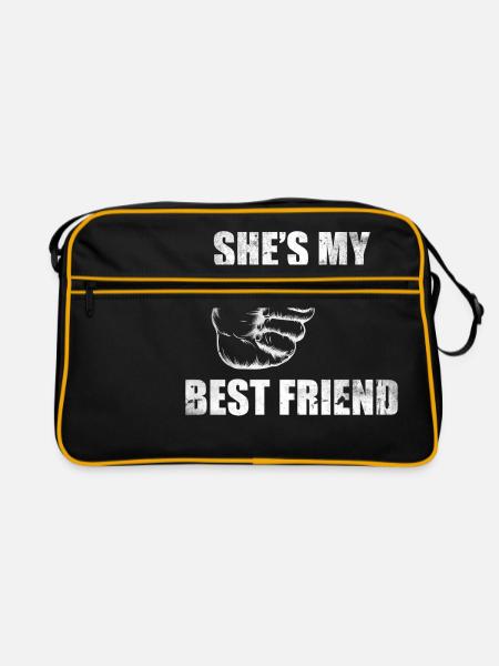 She Is My Best Friend Shirt Gift Partner Look - Retro Bag - black/gold - Front
