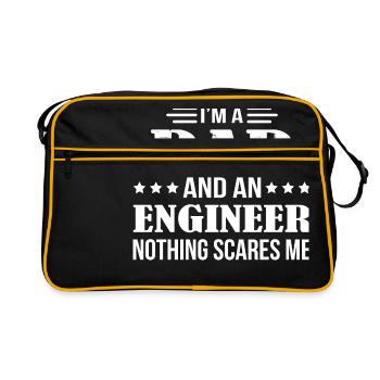 Dad An Engineer Nothing Scares Me - Retro Tasche - Schwarz/Gold - Vorne