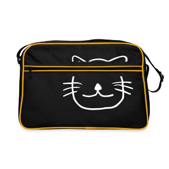 chat drôle chat cadeau visage enfants - Sac Retro - noir/or - Devant