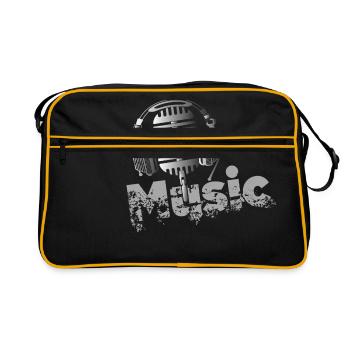 Music ... micro musicien - Sac Retro - noir/or - Devant
