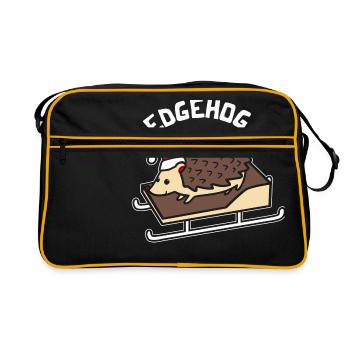 Sledgehog Hedgehog Noël Noël hérisson calembour - Sac Retro - noir/or - Devant