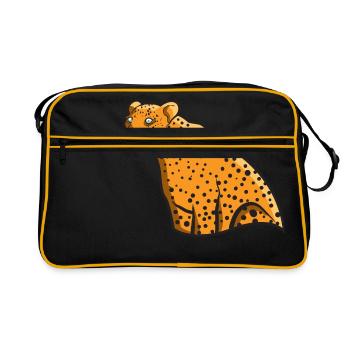 Léopard gros chat chat sauvage idée cadeau faune - Sac Retro - noir/or - Devant