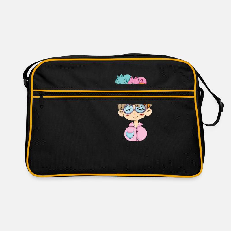 Katzen auf dem Kopf, Petscontest - Retro Tasche - Schwarz/Gold