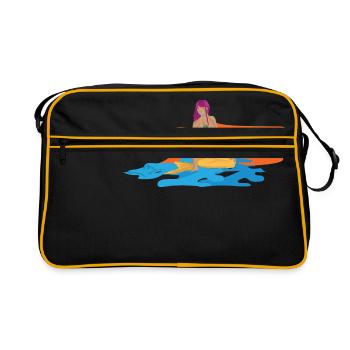 Meerjungfrau als Nixe und Tochter von Neptun - Retro Tasche - Schwarz/Gold - Vorne