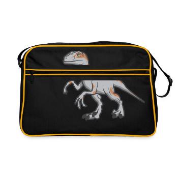 Cadeau dinosaure Velociraptor Raptor Dino - Sac Retro - noir/or - Devant