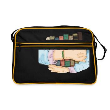 Buch, Bücher - Retro Tasche - Schwarz/Gold - Vorne