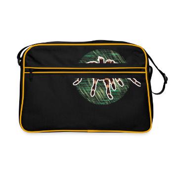 Un oiseau-araignée effrayante comme illustration - Sac Retro - noir/or - Devant