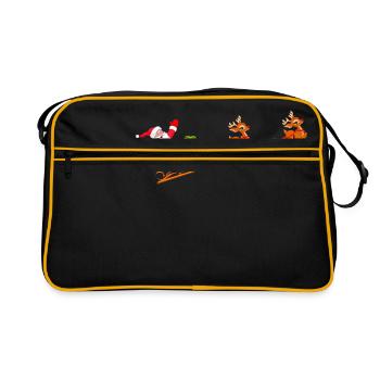 Santa Claus Weihnachten - Retro Tasche - Schwarz/Gold - Vorne