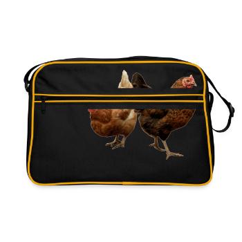 two happy chickens - Retro Bag - black/gold - Front