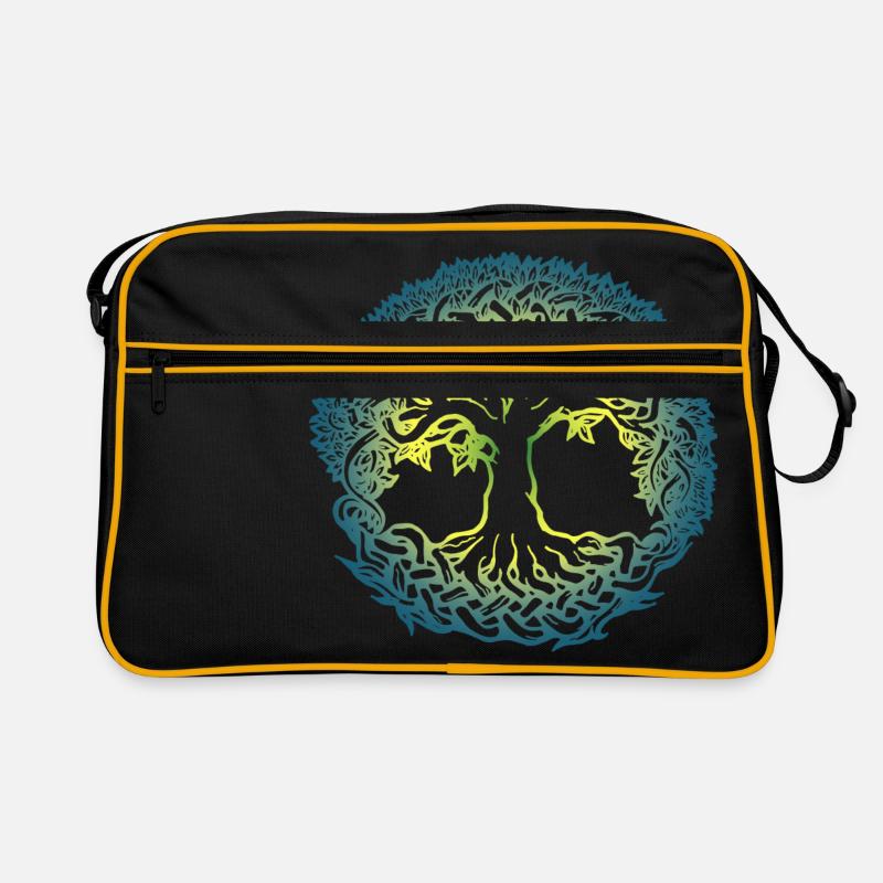Lebensbaum Boho Bunt Natur Keltisch Geschenk norse - Retro Tasche - Schwarz/Gold