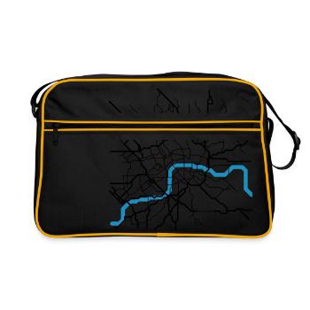 LONDON City Abstract Map groß - Retro Tasche - Schwarz/Gold - Vorne