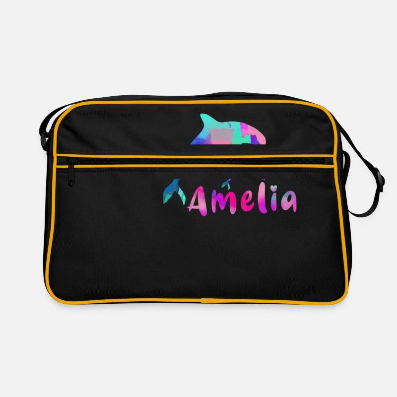 amelia ,define, bunt,name, malerei - Retro Tasche - Schwarz/Gold