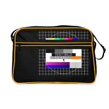 Testbild Fernsehen Bildschirm Sendeschluss Display - Retro Tasche - Schwarz/Gold - Vorne