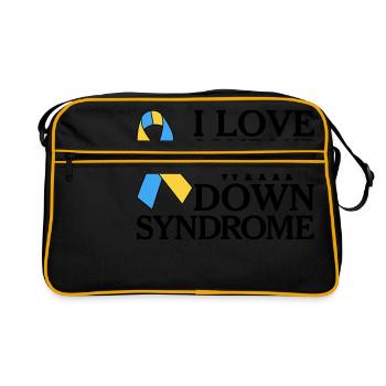 Ich liebe jemanden mit Down-Syndrom - Retro Tasche - Schwarz/Gold - Vorne