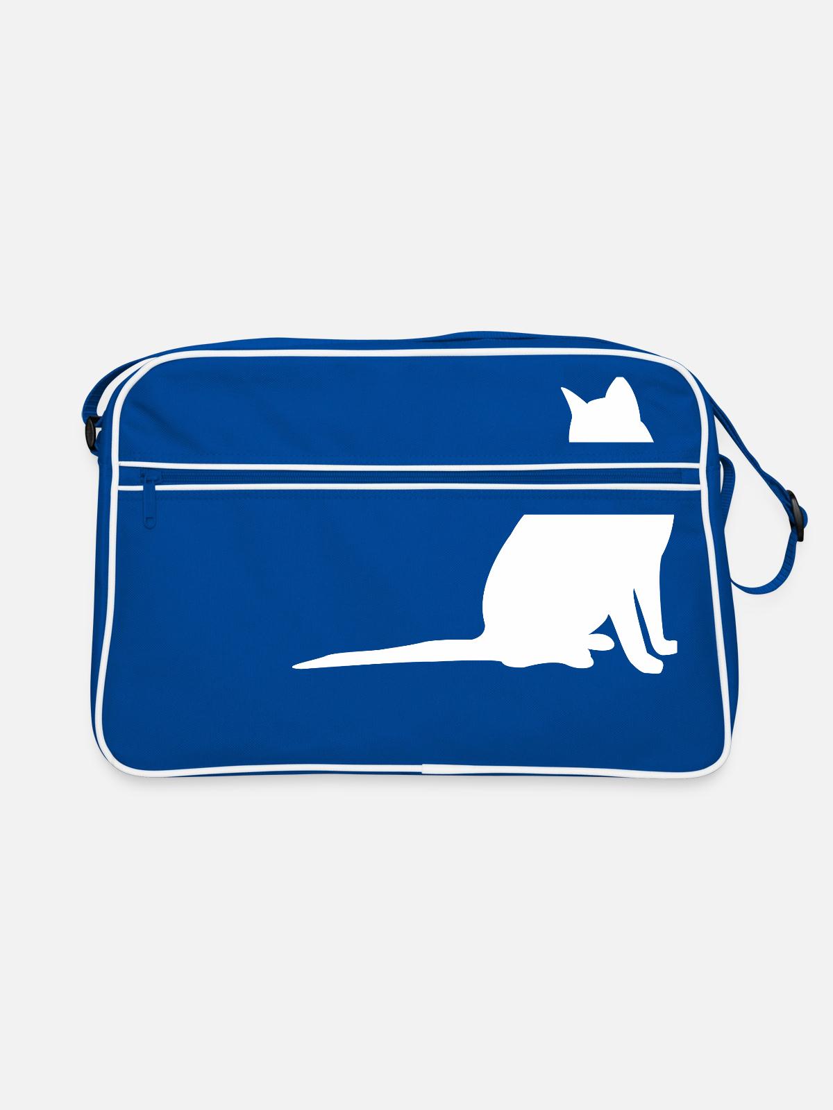 Katze - Retro Tasche - Blau/Weiß - Vorne