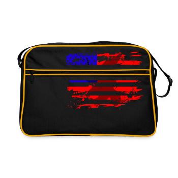 US Flagge mit Adler Greifvogel - Retro Tasche - Schwarz/Gold - Vorne
