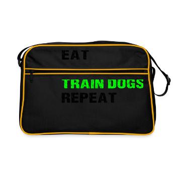 Manger dormir Train Chiens Répéter drôle de chien entraîneur - Sac Retro - noir/or - Devant