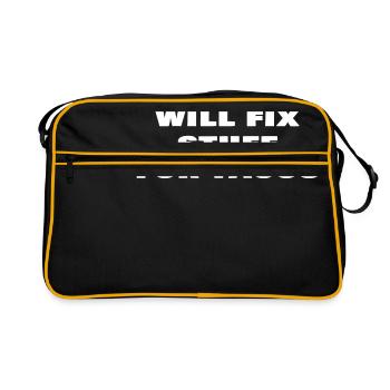 Will Fix Stuff For Tacos Funny Janitor Custodian - Retro Bag - black/gold - Front