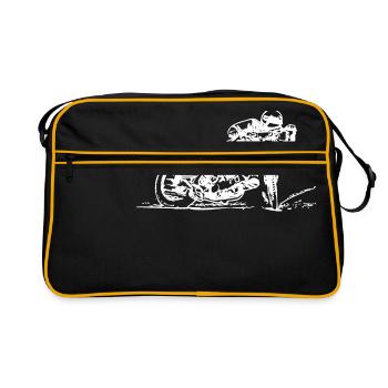 grass track white - Retro Bag - black/gold - Front