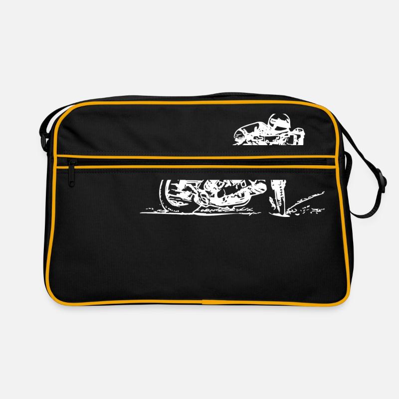 Grasbahn weiß - Retro Tasche - Schwarz/Gold