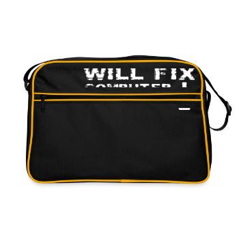 Will Fix Computer For Beer Funny Tech Support - Retro Bag - black/gold - Front