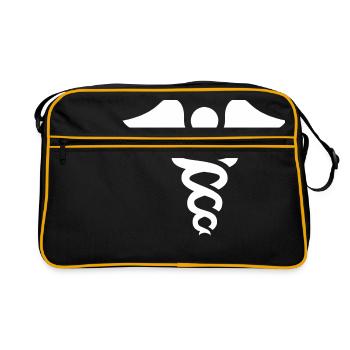 Petit bâton de médecine symbole d'Asclépios caducée - Sac Retro - noir/or - Devant