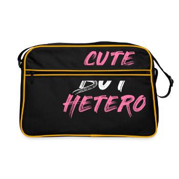 Cute but Hetero | Geschenk für Frauen und Männer. - Retro Tasche - Schwarz/Gold - Vorne