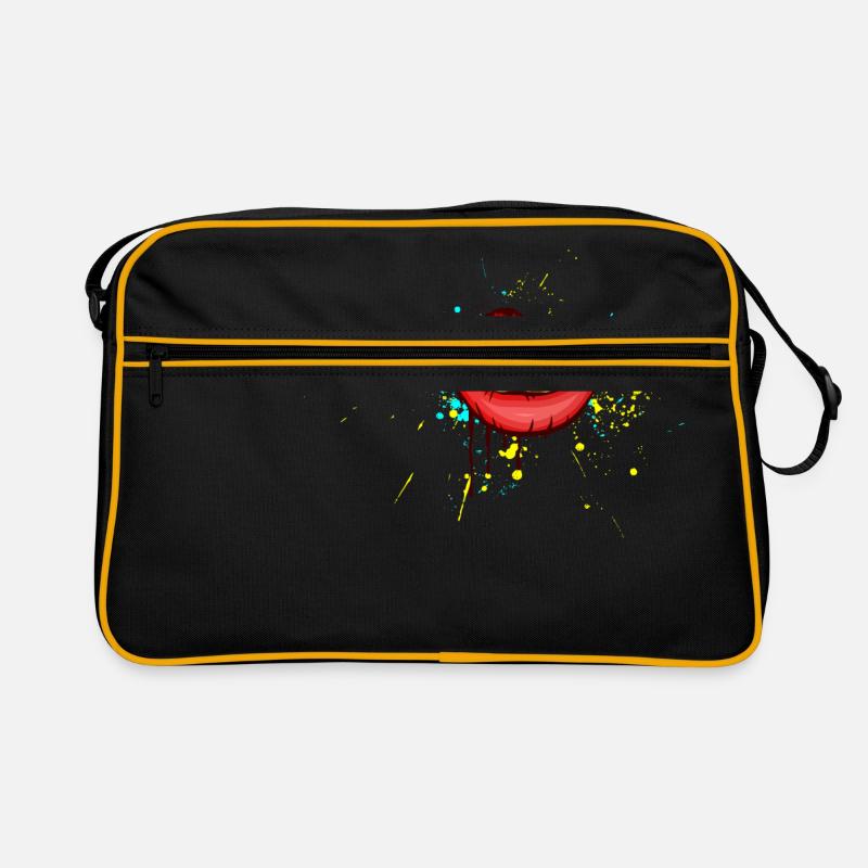 Graffiti art drawing: Human Lips Retro Bag