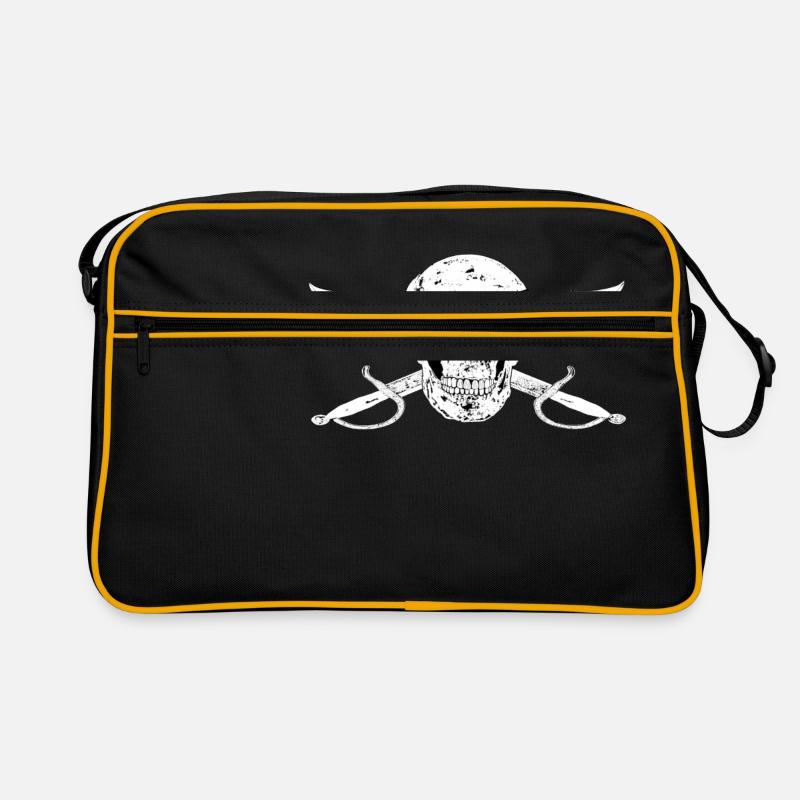 Drapeau Pirate Jolly Roger m Eye Patch - Sac Retro - noir/or