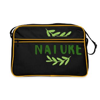 Nature Nature Branches Leaves Plant Green Font - Retro Bag - black/gold - Front