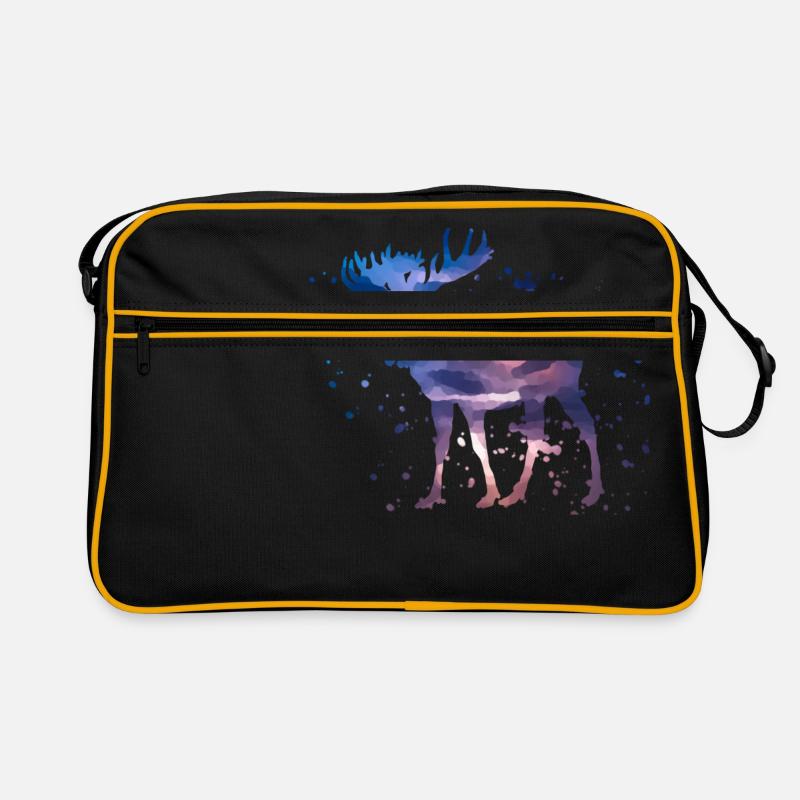 Aquarelle d'orignal - Sac Retro - noir/or