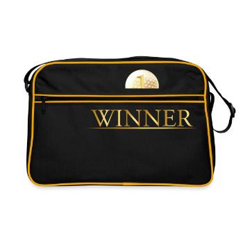 Golf winner golf ball place gift trophy sport - Retro Bag - black/gold - Front