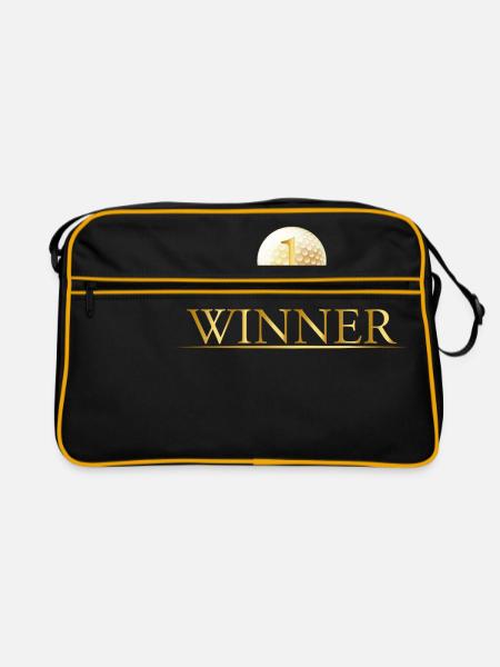 Golf winner golf ball place gift trophy sport - Retro Bag - black/gold - Front