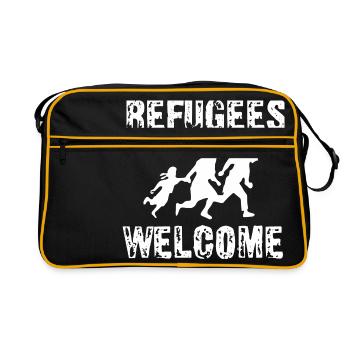 Refugees Welcome - Retro Bag - black/gold - Front