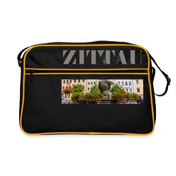 Zittau, die Stadt an der Mandau - Retro Tasche - Schwarz/Gold - Vorne