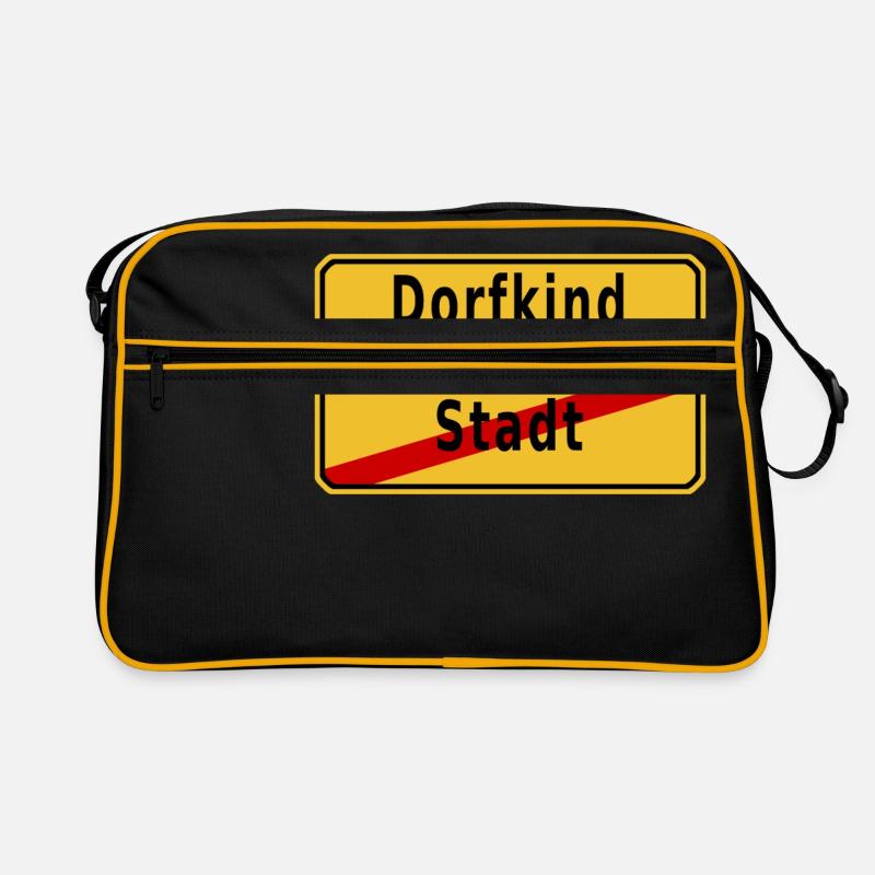 Dorfkind - Retro Tasche - Schwarz/Gold