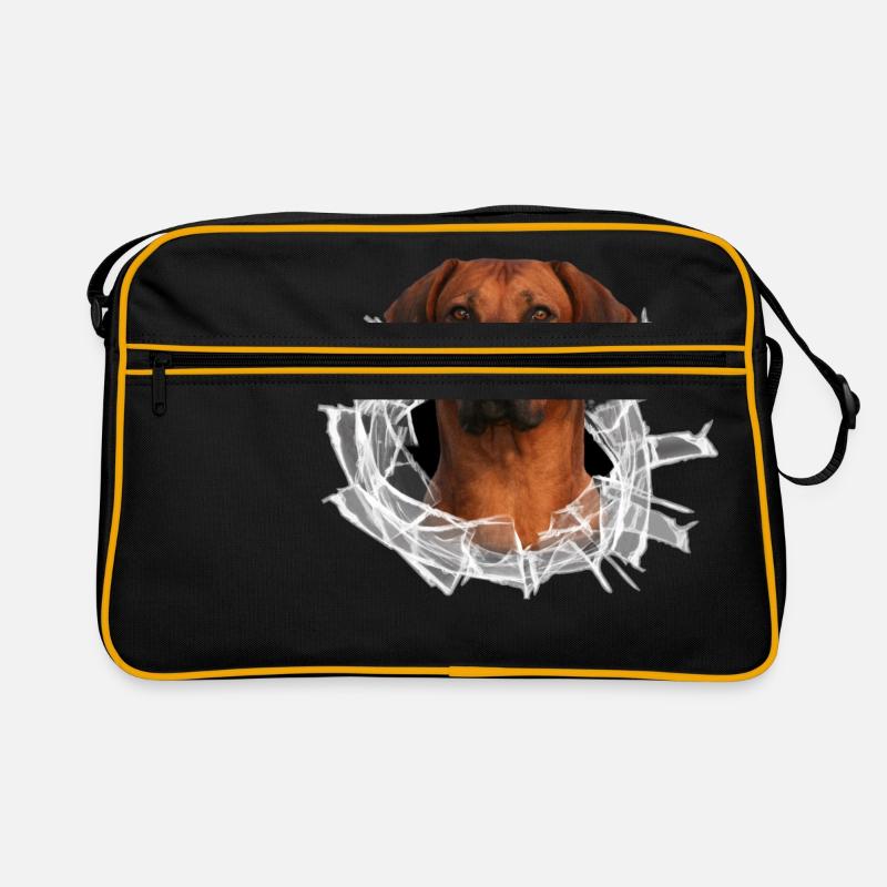 Rhodesian Ridgeback auf Glas - Retro Tasche - Schwarz/Gold