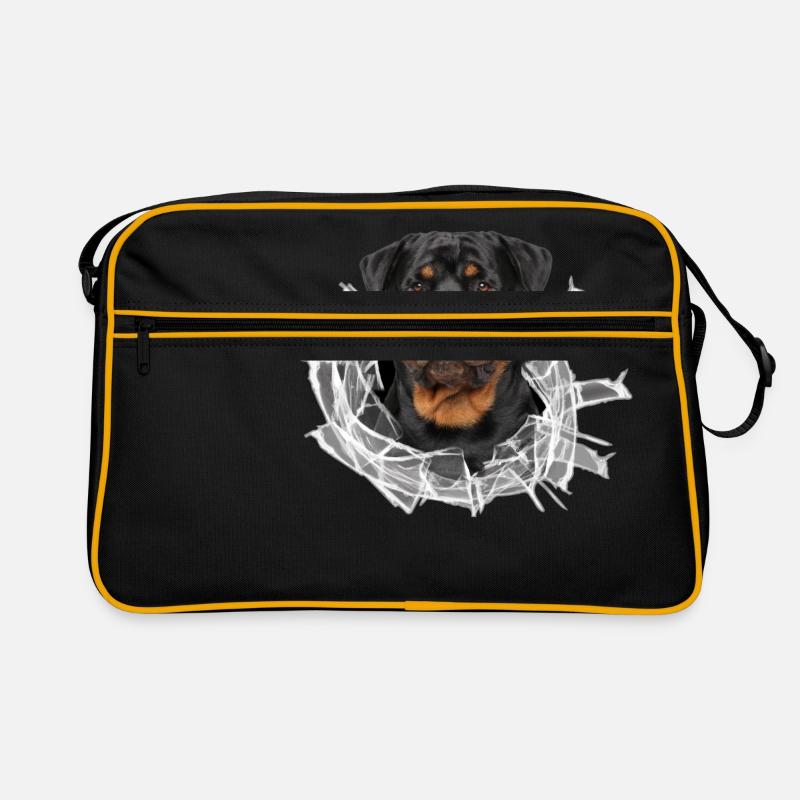 Rottweiler im Glas Loch - Retro Tasche - Schwarz/Gold