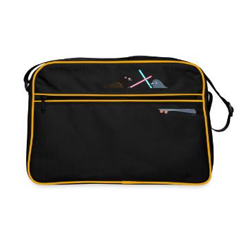 Lightsaber Pigeon Friends Fight - pigeon - Retro Bag - black/gold - Front