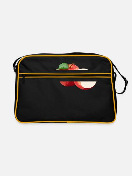 Apfel - Retro Tasche - Schwarz/Gold - Vorne