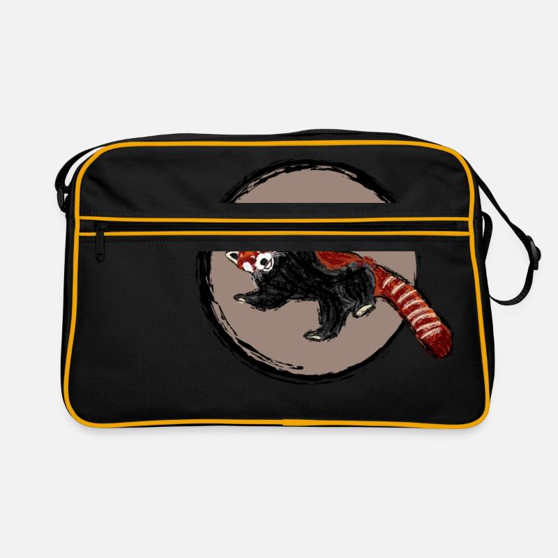 Roter Panda / Red Panda Design I - Retro Tasche - Schwarz/Gold