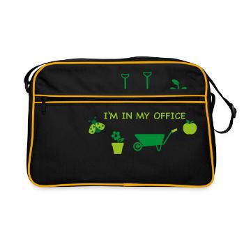 Garten - ich bin in meinem Büro - Retro Tasche - Schwarz/Gold - Vorne